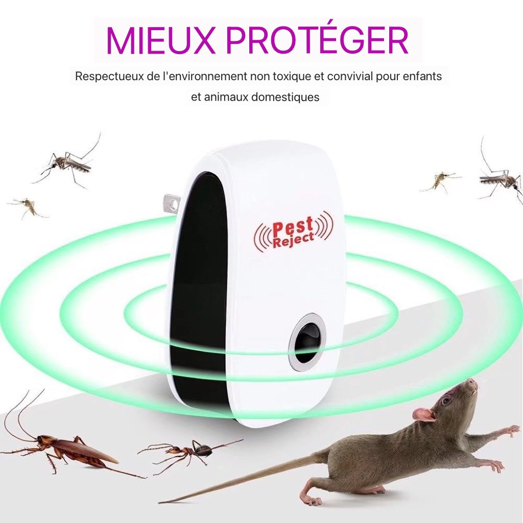 Pest Reject – Répulsif Ultrasonique Anti-Nuisibles : 2 achetés = 1 offert