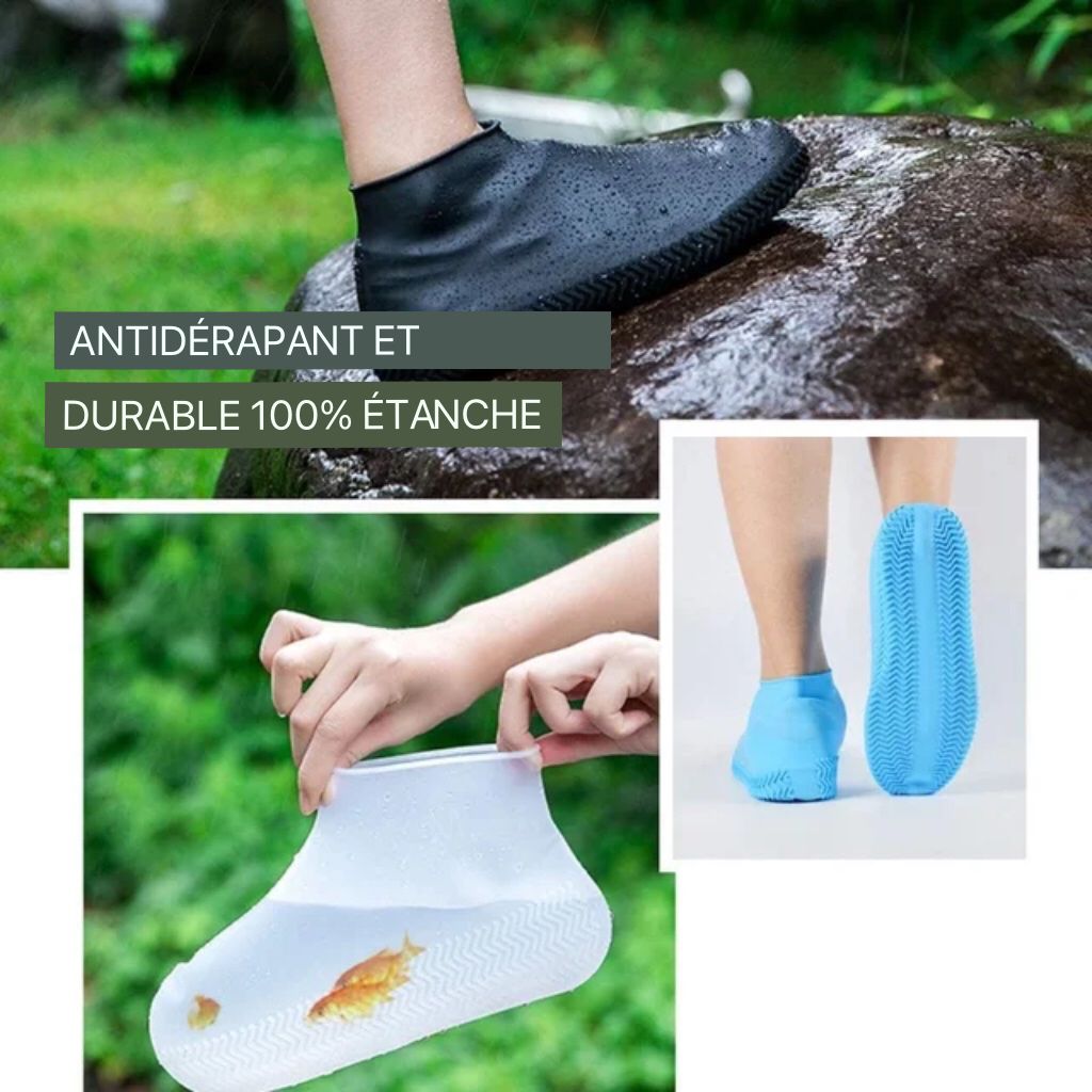 2 Paires Couvre-Chaussures Étanches Antidérapants en Silicone